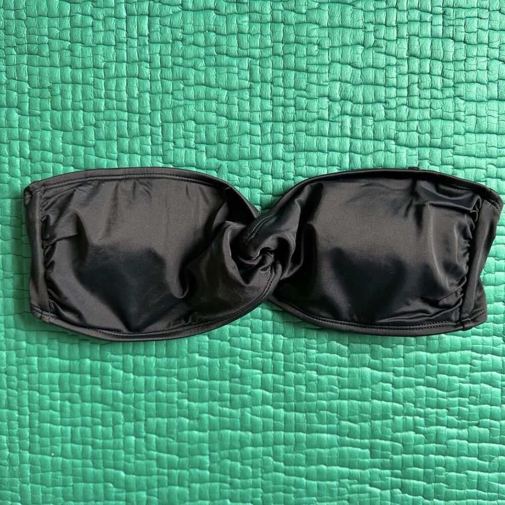 Y2K *BLACK POPPY* SIZE XL WOMEN'S BLACK BANDEAU BIKINI TOP
